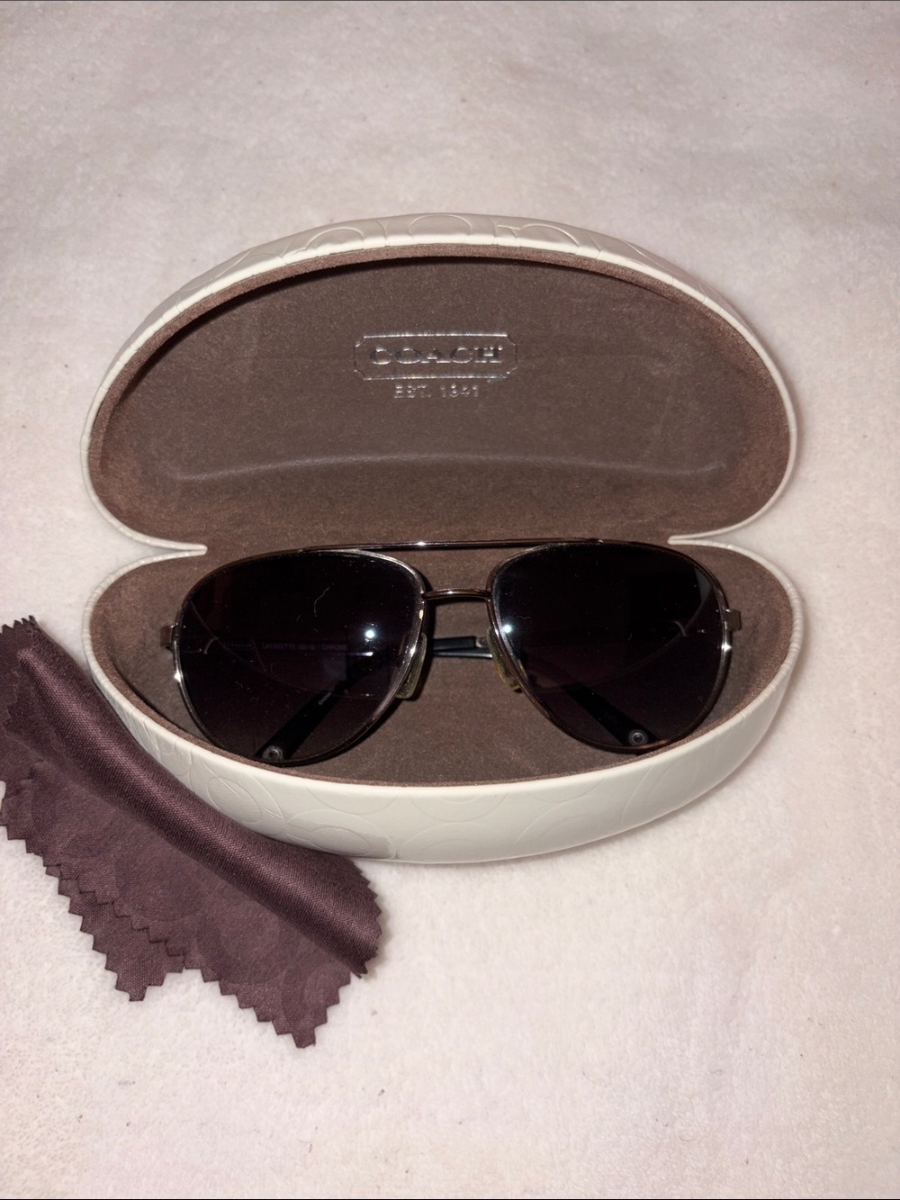 Coach Aviator Sunglasses with chrome frame